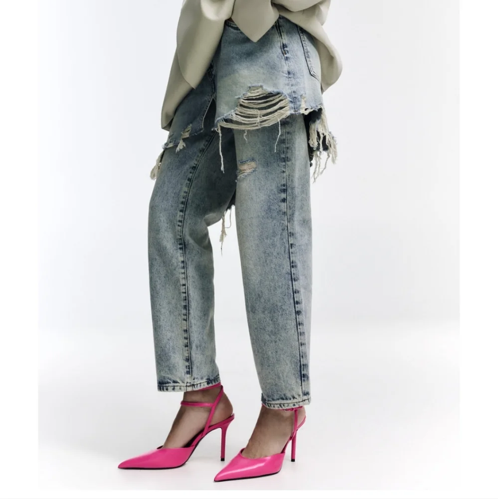 HEELED LEATHER SLINGBACKS SIZE 8 - Picture 6 of 10